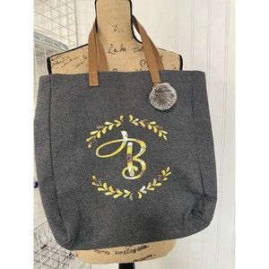 Personalized Letter B Sunflower Tote Bag 15 1/2” X 15 1/2”